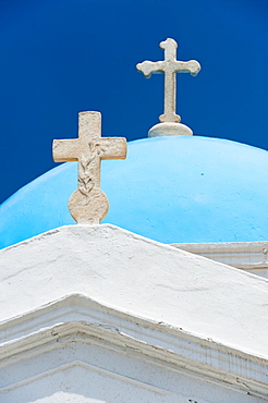 Greece, Cyclades Islands, Mykonos, Church dome with cross