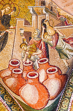 Turkey, Istanbul, Kariye Museum, Turning water into wine, fresco