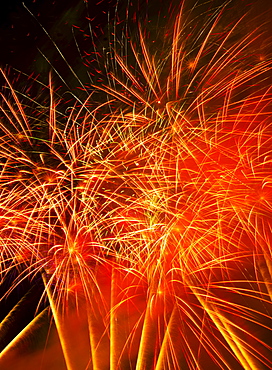 Fireworks explosion against night sky