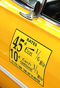 USA, New York State, New York City, Close-up of antique taxi