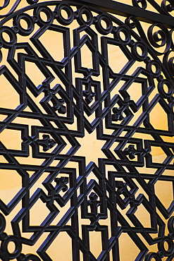 USA, South Carolina, Charleston, Close up of ornate detail of iron gate