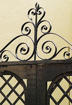 USA, South Carolina, Charleston, Close up of ornate iron gate