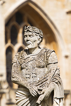 UK, Somerset, Bath, Statue of Julius Caesar at Roman Baths, UK, Somerset, Bath