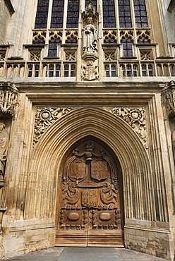 UK, Somerset, Bath, Entrance to Bath Abbey, UK, Somerset, Bath