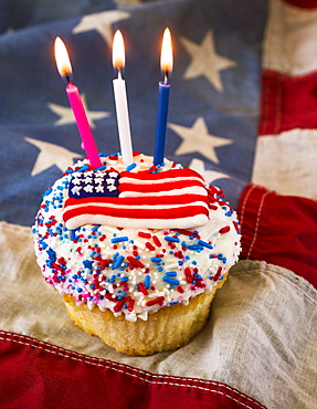 Birthday cake with American flag