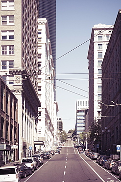 Empty street in downtown, Seattle, Washington