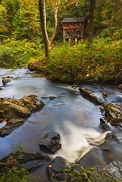 Meytre Grist Mill, Stream in forest, Meytre Grist Mill, McGalliard Falls, Valdese, North Carolina