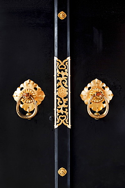 Close-up of ornate door handles