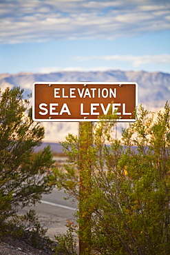 USA, California, Death Valley, focus on information sign, USA, California, Death Valley