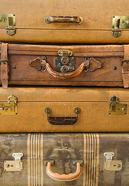 Studio shot of old fashioned suitcases