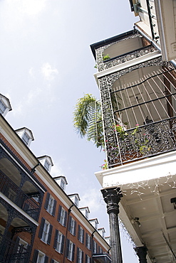 Low angle view of balcony in French Quarter, New Orleans, Louisiana, United States