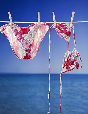 Bikini drying on clothesline