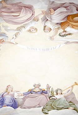 USA, Washington DC, Capitol Building, Close up of fresco on ceiling