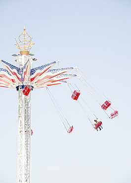 Carousel in amusement park, USA, New York State, New York City, Brooklyn, Coney Island