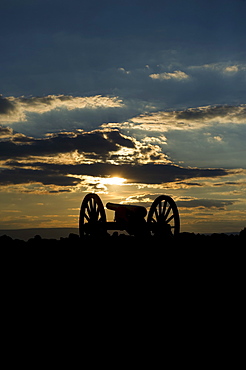 Sunset over civil war cannon