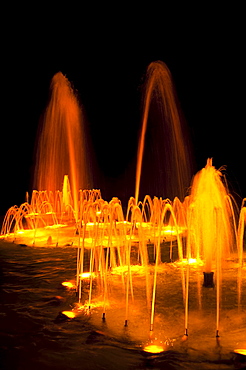 Water fountains at night