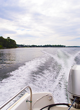 Wake made motorboat, USA, New Hampshire, Portsmouth