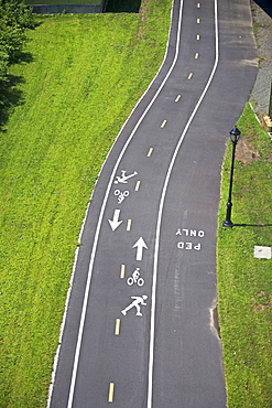 High angle view of bike trail