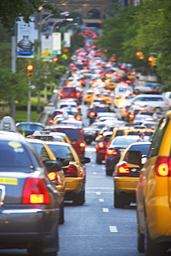 Taxis in rush hour traffic