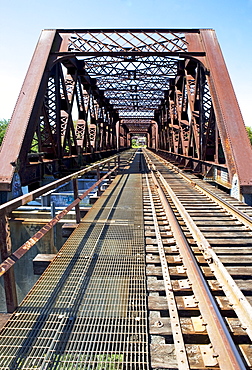 Steel railroad bridge