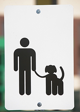 Dog walking sign, Close-up