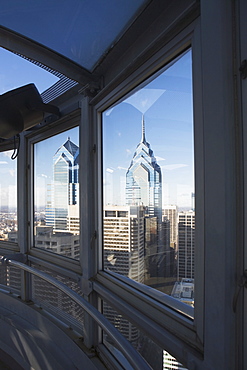 USA, Pennsylvania, Philadelphia, view through window on skyscrapers