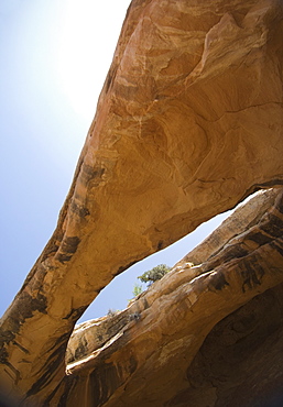 View through rock formation to sky