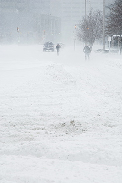 A snowy winter day in the city