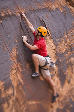 Man rock climbing