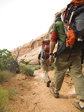 Couple hiking in desert