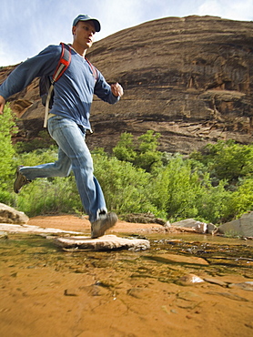 Man hiking in desert