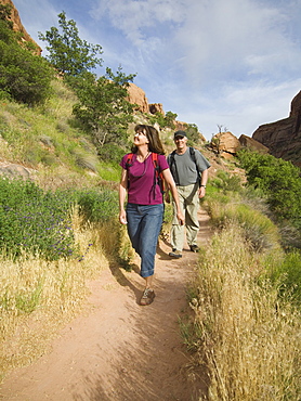 Couple hiking in desert