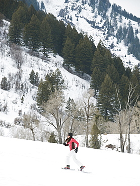 Woman snow shoeing