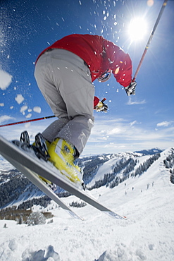 Man in air on skis