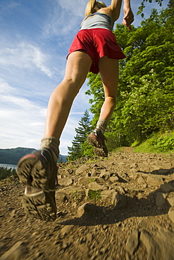 Runner on rocky trail