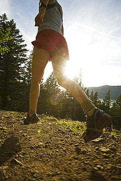 Runner on rocky trail