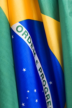 Close up of flag of Brazil