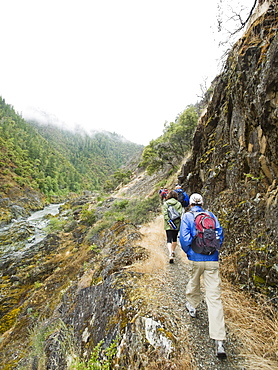 Group of hikers hiking on trail