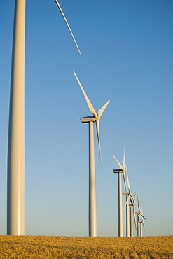 Row of windmills on wind farm