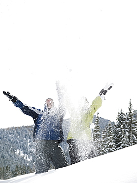 A couple outdoors in the snow