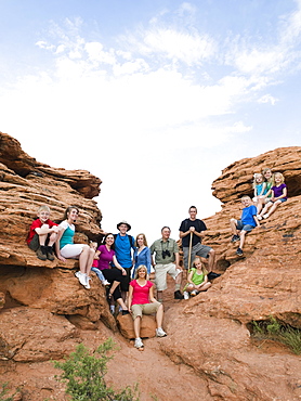 A large family on vacation at Red Rock