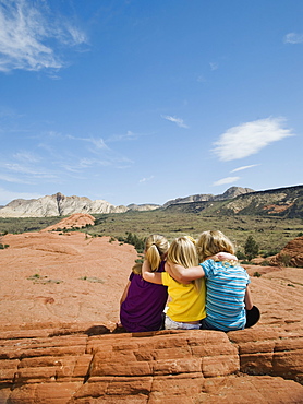 A mother and two kids at Red Rock