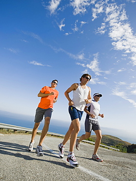 Runners on a road in Malibu