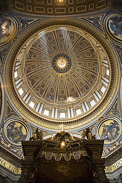 Interior view of dome and canopy in St. Peterâ€™s Basilica, Vatican City, Italy