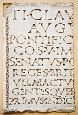 Close up of Latin inscription