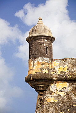 Morro Castle, Old weathered watchtower, El Morro, San Juan, Puerto Rico