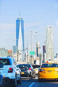 Traffic jam on bridge, New York City, New York