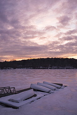 Ice covered Jamaiac Pond, Boston, Massachusetts