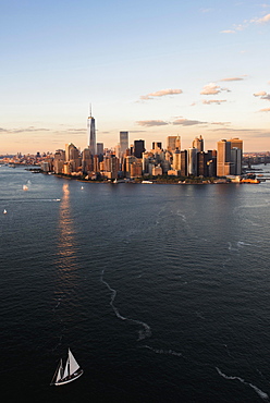 Manhattan skyline at sunset, New York, New York