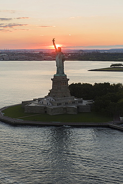 Aerial view of Statue of Liberty, New York, New York